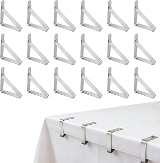 18 Pcs Stainless Steel Table Clips Rustproof Table Clips for Home Restaurant Picnic Party Dining Tables (Silver)