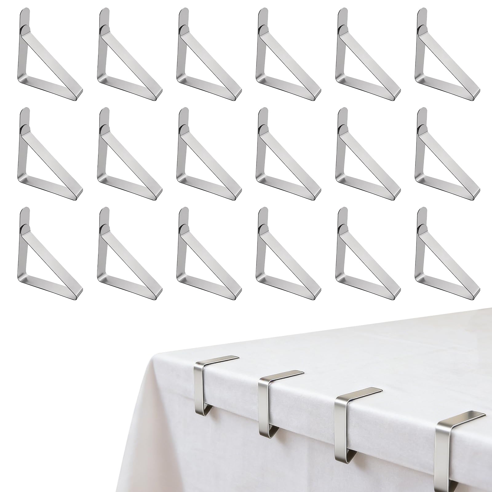 18 Pcs Stainless Steel Table Clips Rustproof Table Clips for Home Restaurant Pic