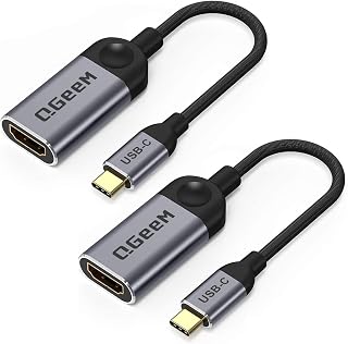 USB C to HDMI Adapter 4K Cable, QGeeM USB Type-C to HDMI Adapter Compatible with [Thunderbolt 3], MacBook Pro, iPhone 15/17, Ipad, Samsung Galaxy S23/S24, Surface Book 2, Dell XPS 13/15, Pixelbook