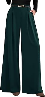 PRETTYGARDEN Womens Fall Wide Leg Trousers 2025 High Elastic Waist Loose Pleated Long Flowy Palazzo Work Pants with Pockets