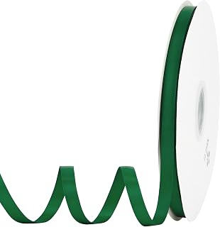 MEEDEE Dark Green Satin Ribbon 3/8 Inch x 100 Yards, Double Faced Ribbon for Gift Wrapping, Weddings, Crafts, Card Making