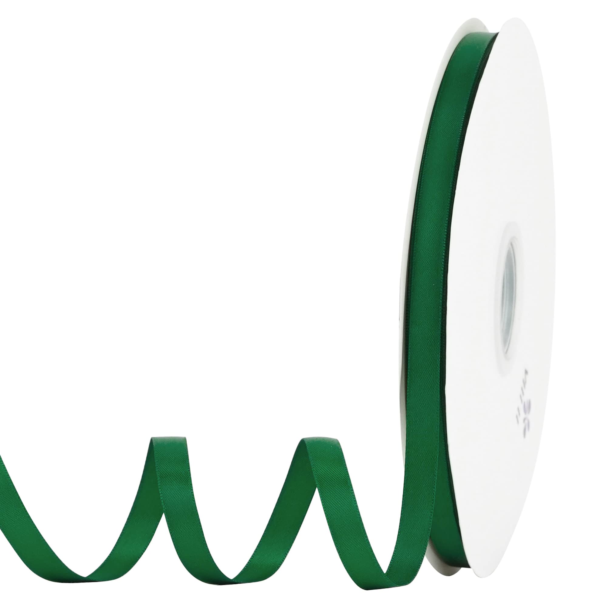 MEEDEE Dark Green Satin Ribbon 3/8 Inch x 100 Yards, Double Faced Ribbon for Gif