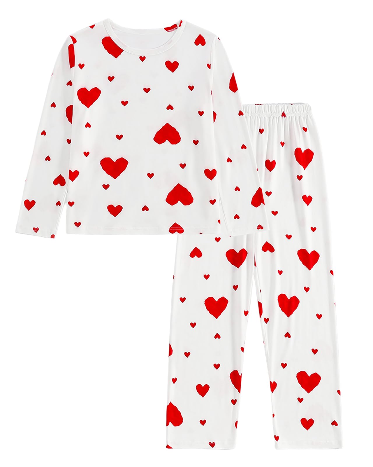 Pajamas for Girls Red Heart Valentines Day Pjs Sets Kids Long Sleeve and Pants 2