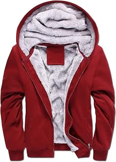 Men's Hoodie with Zip, Long Sleeve Hooded Jacket, Winter Warm Fleece Inner Sweatshirt, Plus Thick Fleece Jacket, Sweat Jacket with Hood