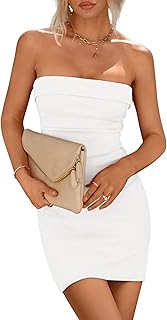 PRETTYGARDEN レディース ストラップレス ボディコン ショートドレス