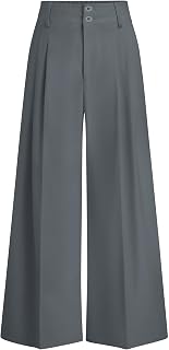 PRETTYGARDEN Women Wide Leg Palazzo Pants 2026 Fashion Loose Button High Waist Pleated Work Casual Pants
