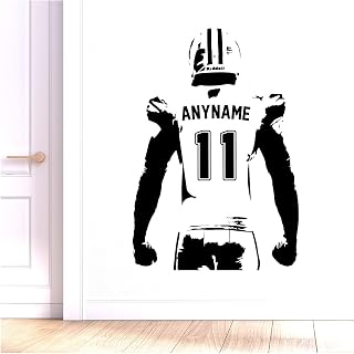 Personalized Football Wall Decal for Kids Boy Bedroom Man Cave | Custom Name, American Football Wall Art, Choose Name & Jersey Numbers, Large Player Jersey Vinyl Sticker Decor