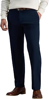 Haggar Herren Lässige Hose Premium-Hose, Bügelfrei, Khaki, Gerade Passform, Flache Vorderseite, Freizeithose
