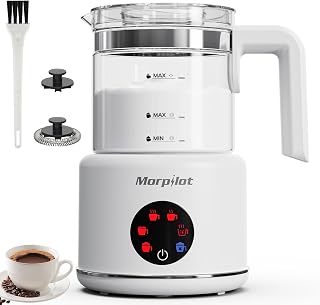 Milk Frother Electric 6 in 1 - Morpilot Automatic Milk Frothers Large Capacity 500ML Milk Steamer Visual Glass Hot Chocolate Maker Milk Warmer and Foamer for Coffee Latte