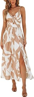 CUPSHE Women’s Long Dresses Summer Sleeveless Beach Casual Side Slit Spaghetti Straps Vacation Graduation Midi Dress
