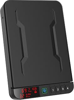 Z ZLJUAN Portable Gun Pistol Safe with LCD Display of Temp,Humidity,Biometric Fingerprint,Keypad Lock,Key,Biometric Handgun Safe for Travel/Home/Car/Nightstand Beside (Black)