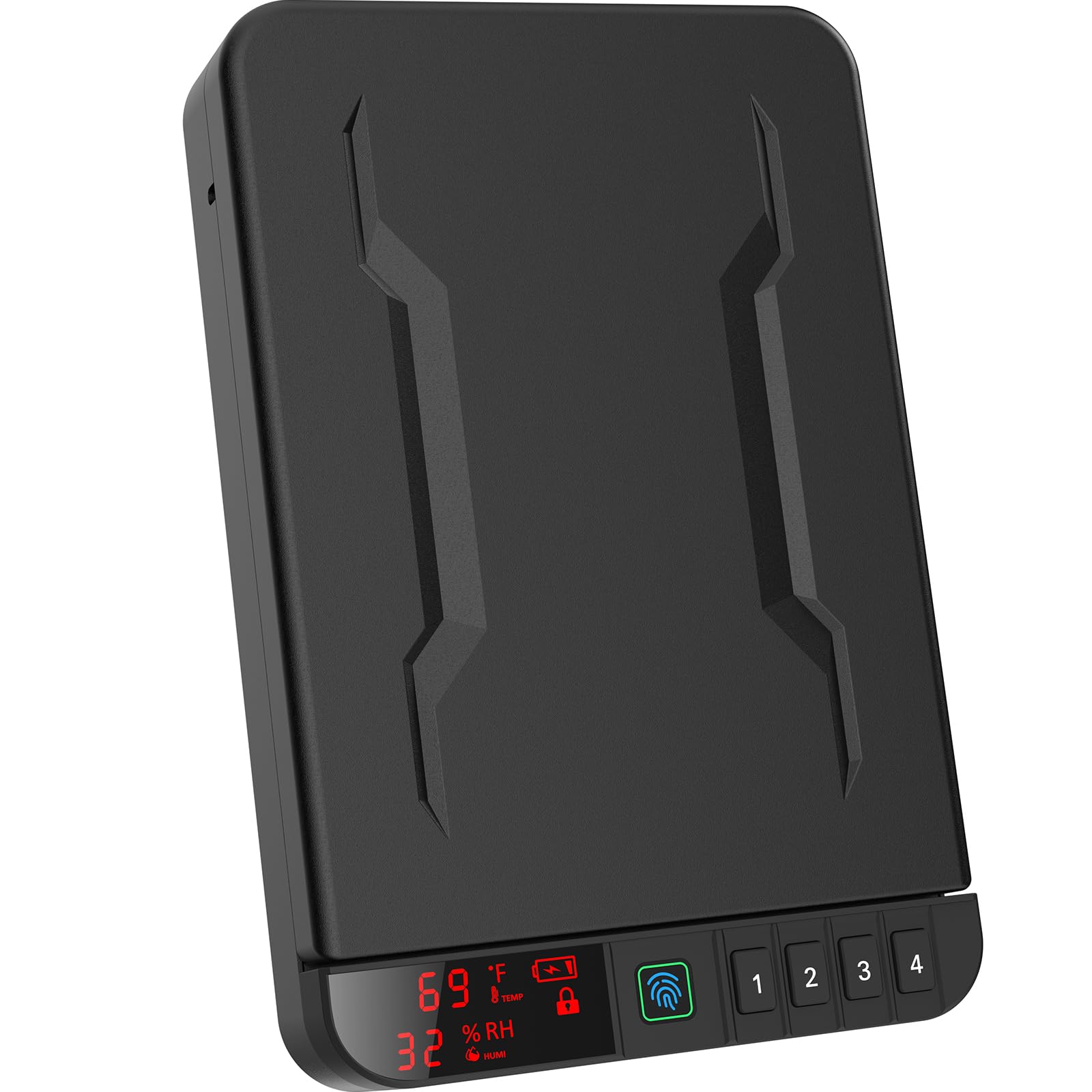 Z ZLJUAN Portable Gun Pistol Safe with LCD Display of Temp,Humidity,Biometric Fi