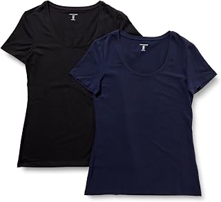 Amazon Essentials Women's 2-Pack Scoop Neck Regular-Fit Short Sleeve T-Shirts