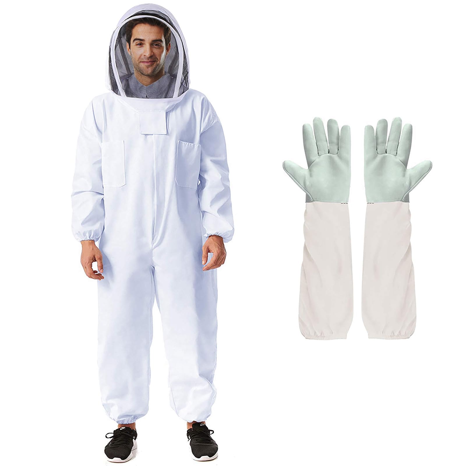 Deuovht Bee Suit Professional Beekeeper Suit for Men Women Full Body Veil Hood B