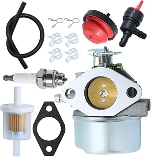 Anxingo Carburetor for Tecumseh HMSK80 HMSK85 HMSK90 HMSK100 HMSK105 HMSK110 LH318SA LH358SA Snow Blower Thrower 640052 640054 640349 8HP 9HP 10HP Engine with Primer Bulb Fuel Filter
