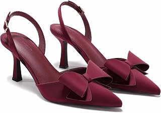 Coutgo D'Orsay - Scarpe décolleté da donna con tacco a gattino e fiocco in raso, punta chiusa, scarpe da sposa