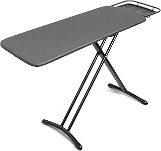 Duwee 18"x46" Ironing Board with Heat Resistant Cover and Thicken Felt Pad | Deluxe Iron Board with Steam Iron Rest,Adjustable Height Heavy Duty Ironing Board,Heavy Sturdy Legs,Black