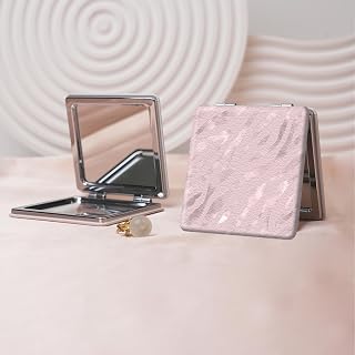 Y2K Millennium Style Portable Makeup Mirror, Folding Mini Pocket Makeup Mirror, Double Side Pocket Mirror with Square Magnification, Suitable for Everyone in Various Occasions