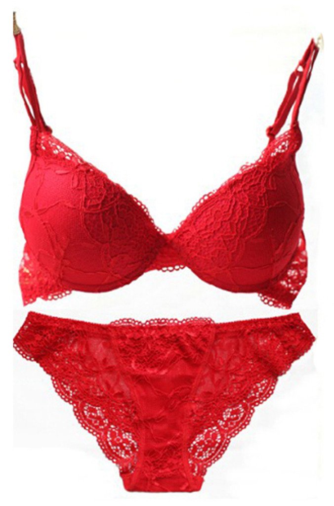 Nanier Women Push Up Bra Set with Embroidery