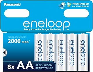 eneloop Rechargeable AA Batteries (8 Pack) 2000 mAh NiMH | Mignon LR6 Double A Battery - 4x Longer Lasting - 100% Recyclable Plastic Free Packaging - Over 2000 Charging Cycles