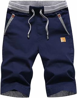 STICKON Men's Shorts Casual Classic Fit Drawstring Summer Beach Shorts with Elastic Waist and Pockets