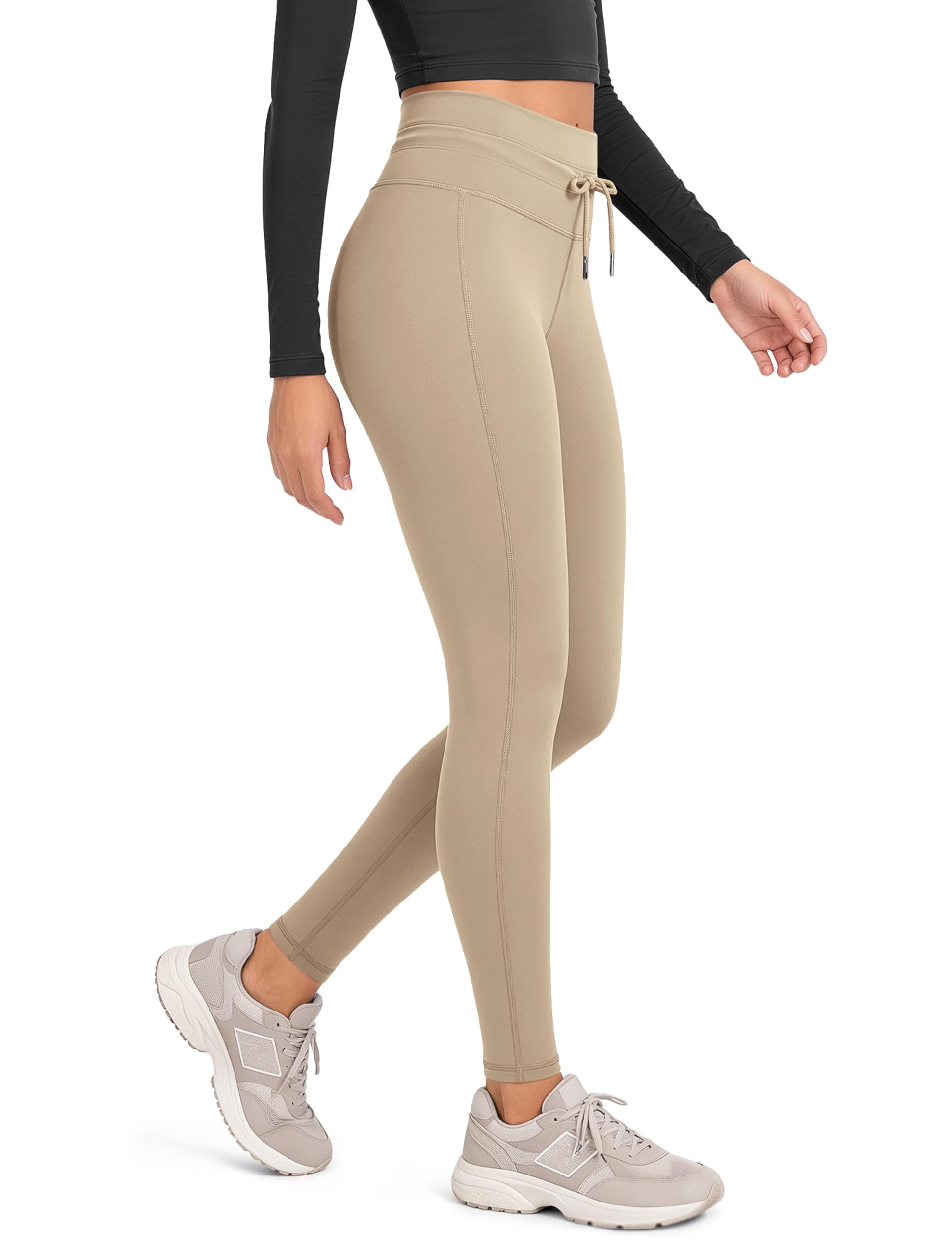 ODODOS Women's Drawstring Tie Leggings 25" / 28" High Waist Workout Yoga Pants