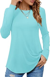 PLOKNRD Women's Long Sleeve T-Shirt Crewneck Casual Tunic Tops