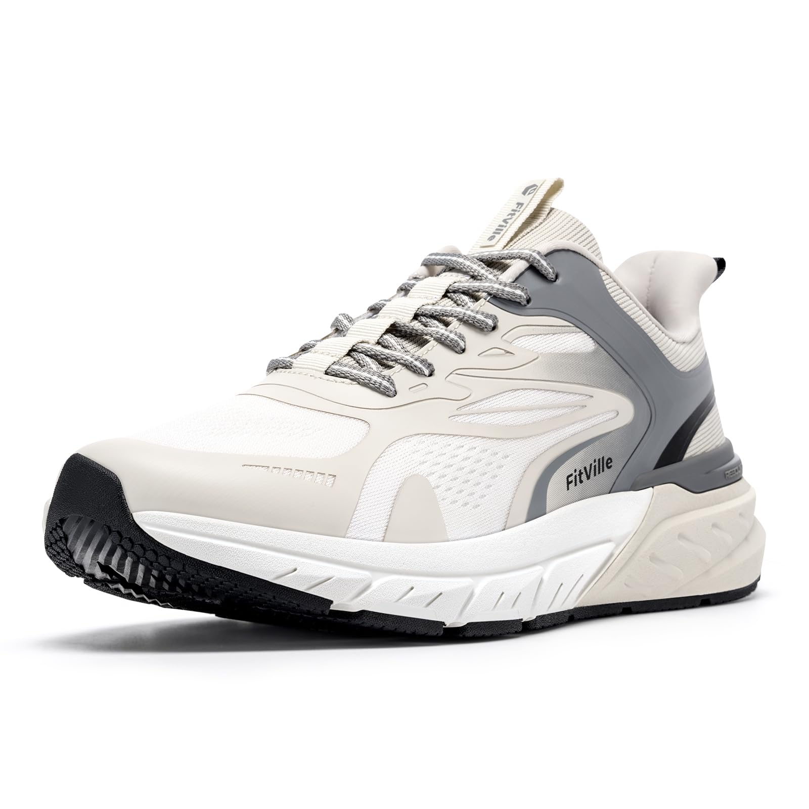 FitVille Extra Wide Fit Trainers for Men Breathable Walking Running Shoes Non-Sl