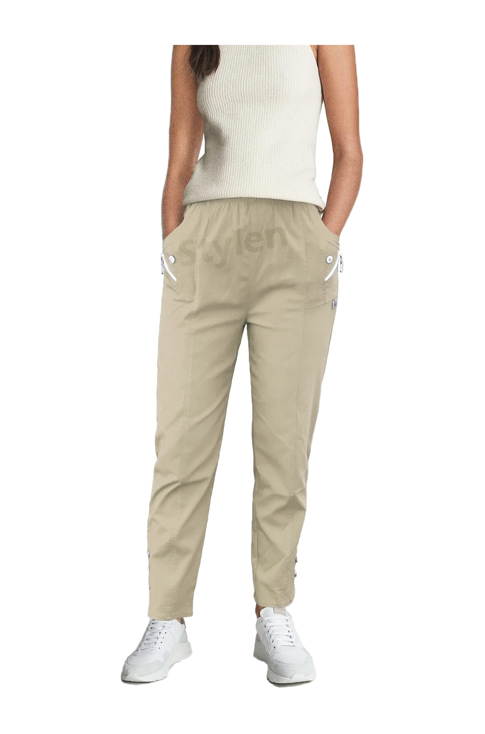 URBAN STITCH Trouser for Women UK Casual Full Length Elasticated High Waist Pant
