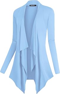 Urban CoCo Women's Drape Front Open Cardigan Long Sleeve Irregular Hem