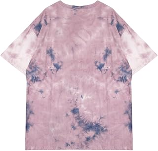 Remidoo Women's Sun and Moon Tie Dye T-Shirt Round Neck Short Sleeve Top Casual Funny Cute Teen Girl Tee