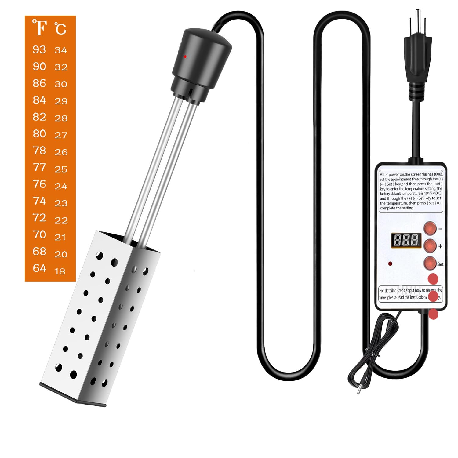 2000W Immersion Water Heater - Constant Temperature Electric Submersible Model w