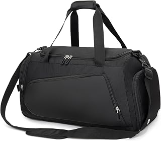 Waterproof Gym Bag Duffle Bag with Wet Pockets and Shoe Compartment,Durable Sports Holdall Bags Travel Bag for Women Man(Black,40L)