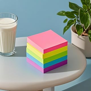 Sticky Notes 3 x 3 inches, bright color self-stick pad, easy to stick and remove, perfect for organizing office, school and home