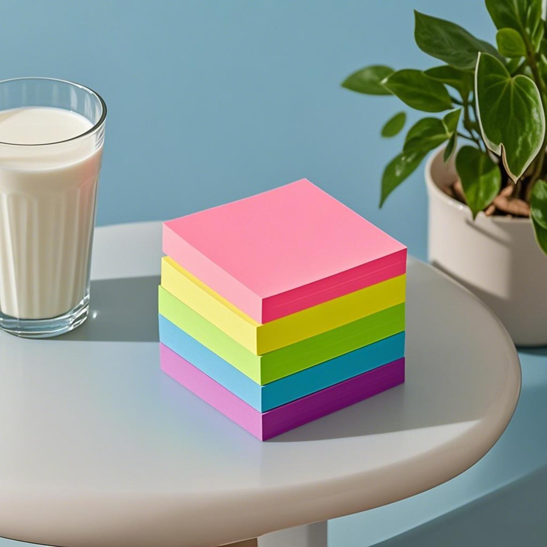 Sticky Notes 3 x 3 inches, bright color self-stick pad, easy to stick and remove