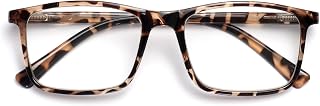 OPULIZE INK Reading Glasses for Women Men, Large Rectangular Frame with Spring Hinges & Scratch Resistant, Brown Tortoiseshell, +2(Pack of 1)