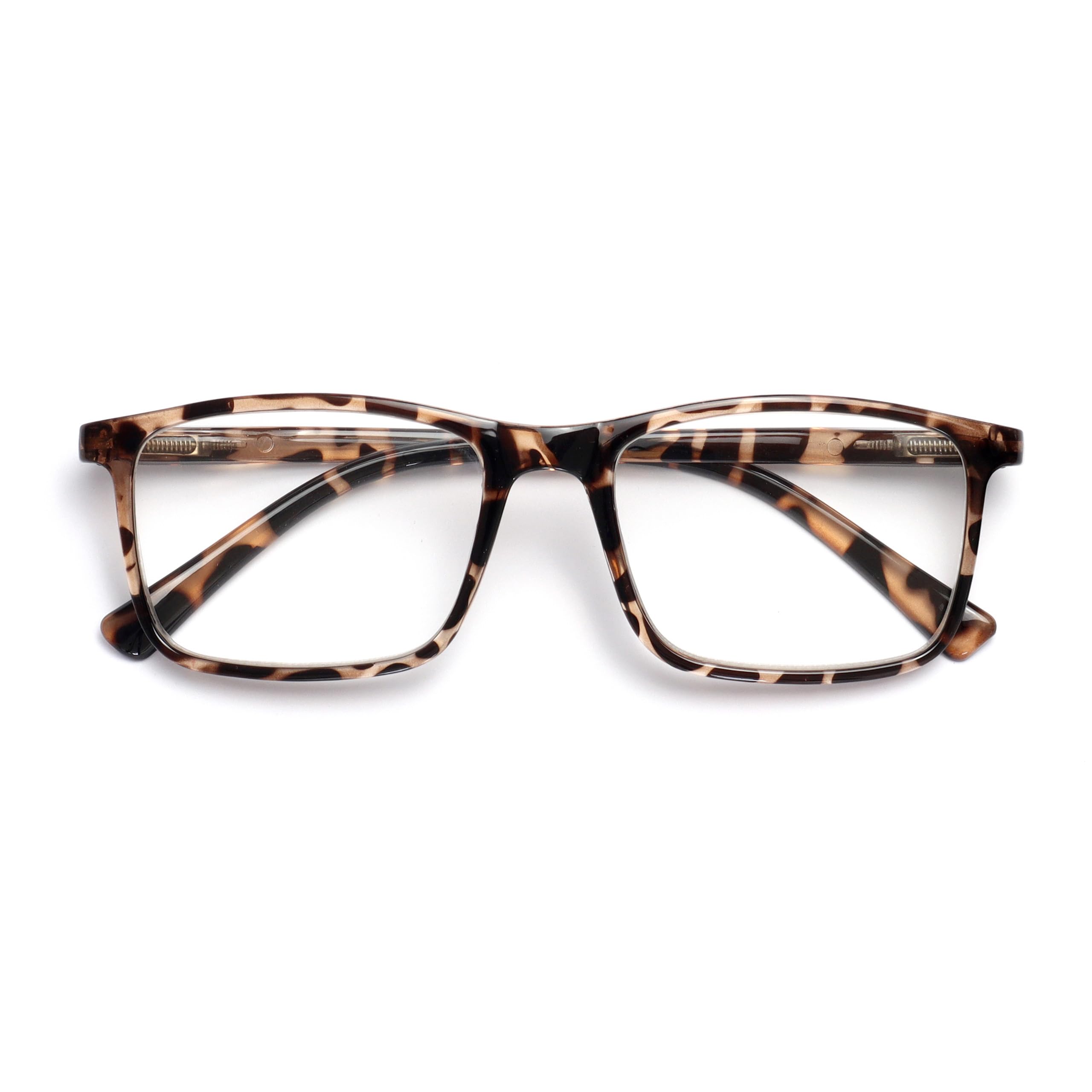 OPULIZE INK Reading Glasses for Women Men, Large Rectangular Frame with Spring H