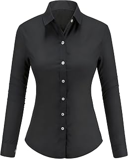 Womens Dress Shirts Oxford Cotton Cloth Button Down Ladies Office Blouse
