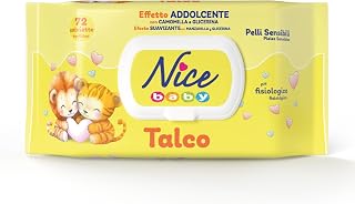 Nice Baby Talc Changing Wipes with Chamomile and Glycerin Softening Effect on the Skin, Dermatologically Tested, Pack of 72 Wipes, Packaging May Vary