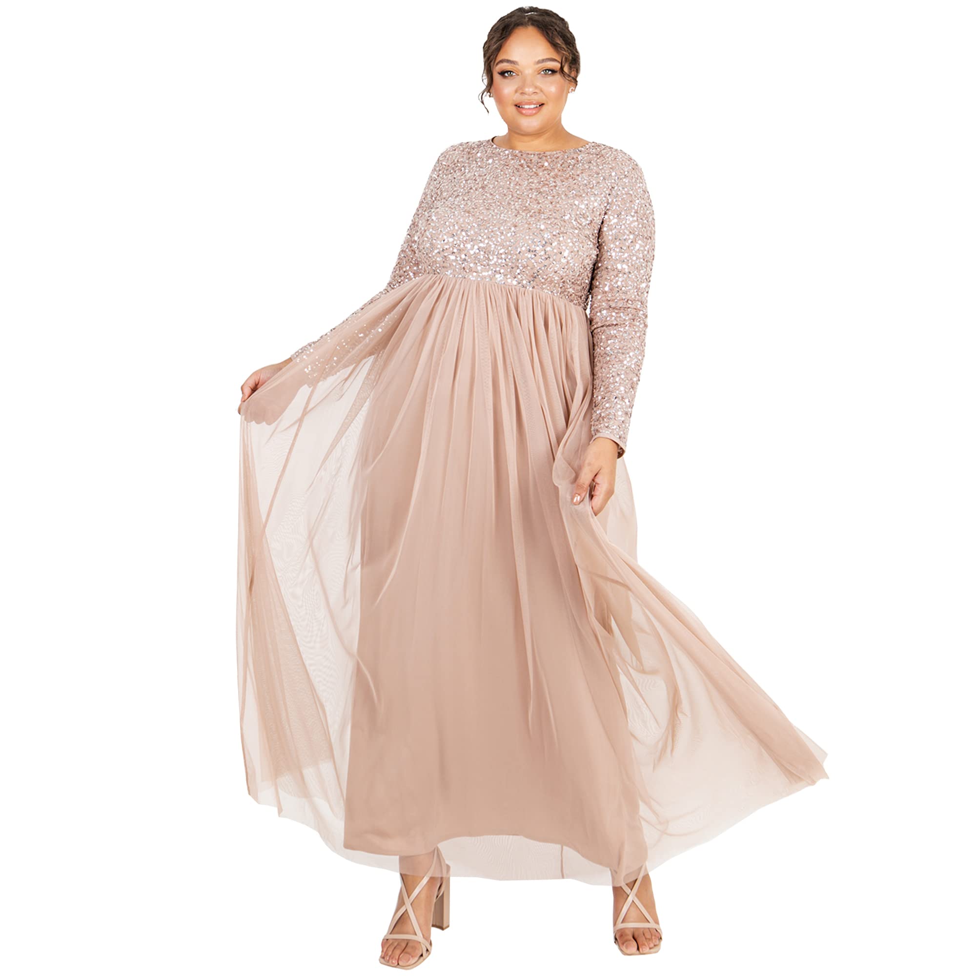 Maya Deluxe Maya Women's Bridesmaid Long Sleeve Dress