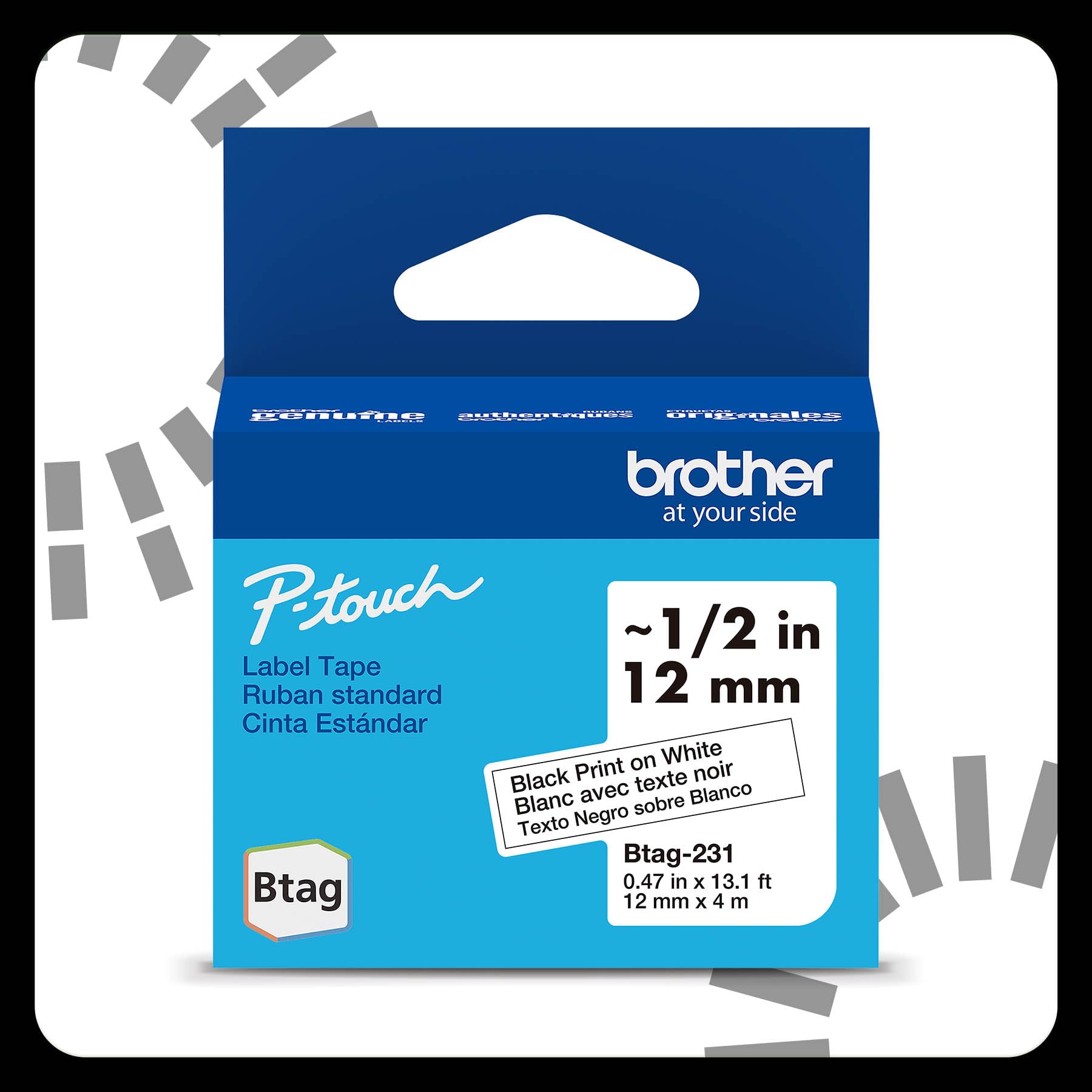 Brother p-Touch 12mm Label Maker Tape Genuine Btag-231 P-Touch Label Tape for P-