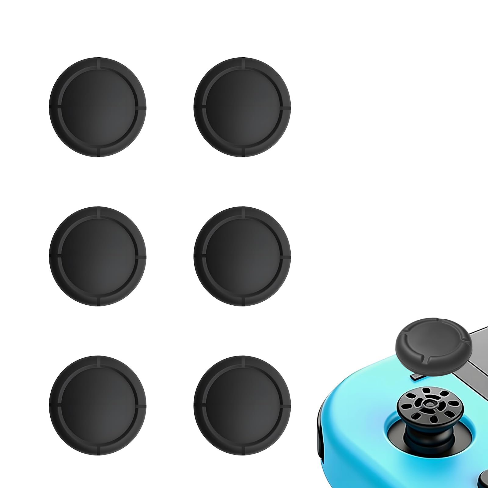 6Pcs Silicone Analog Stick Covers for Nintendo Switch, OLED, Joy-con Controller 