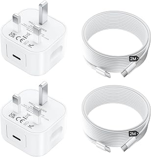 for iPhone 18 17 16 15 Charger, USB C Fast Charging Adapter with 2+2M Cable | [USBC to C], 2 Pack 25W PD Plug for iPhone 17/17 air/16/15/15/Pro/Pro Max, iPad Pro/Air/Mini