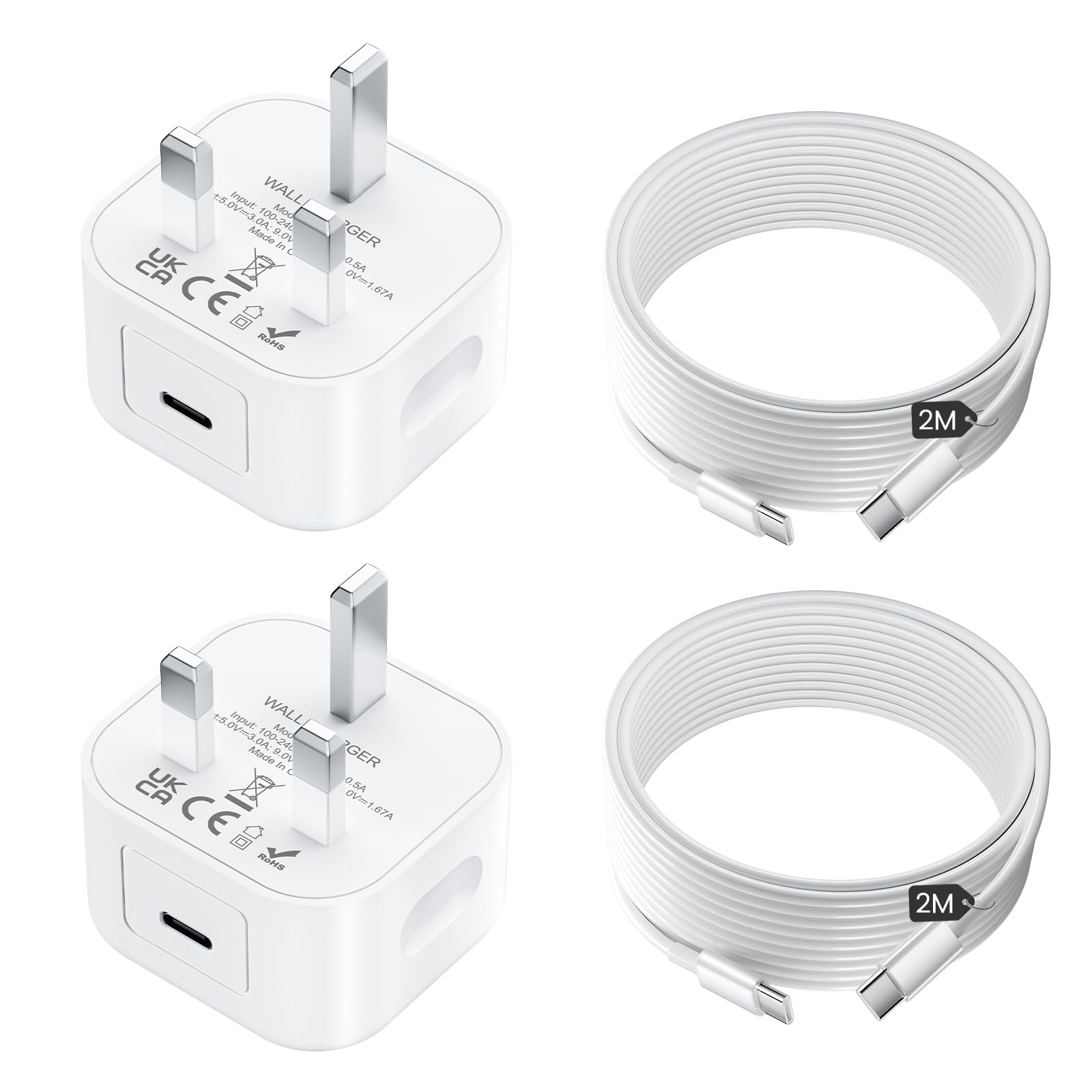 for iPhone 18 17 16 15 Charger, USB C Fast Charging Adapter with 2+2M Cable | [U