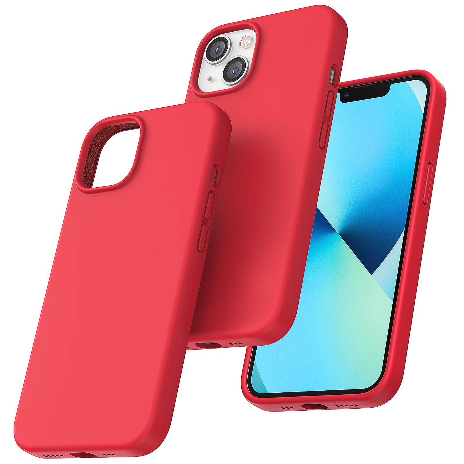 TOCOL for iPhone 13 Case, Liquid Silicone, Red