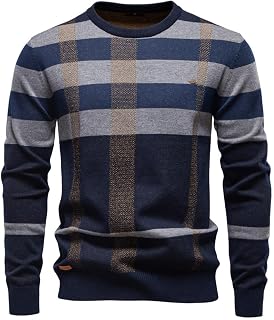 Generisch Men's Winter Pullover Crew Neck Fine Knit Pullover Men's Knitted Jumper Casual Pullover Long Sleeve Sweater Slim Fit Casual Top