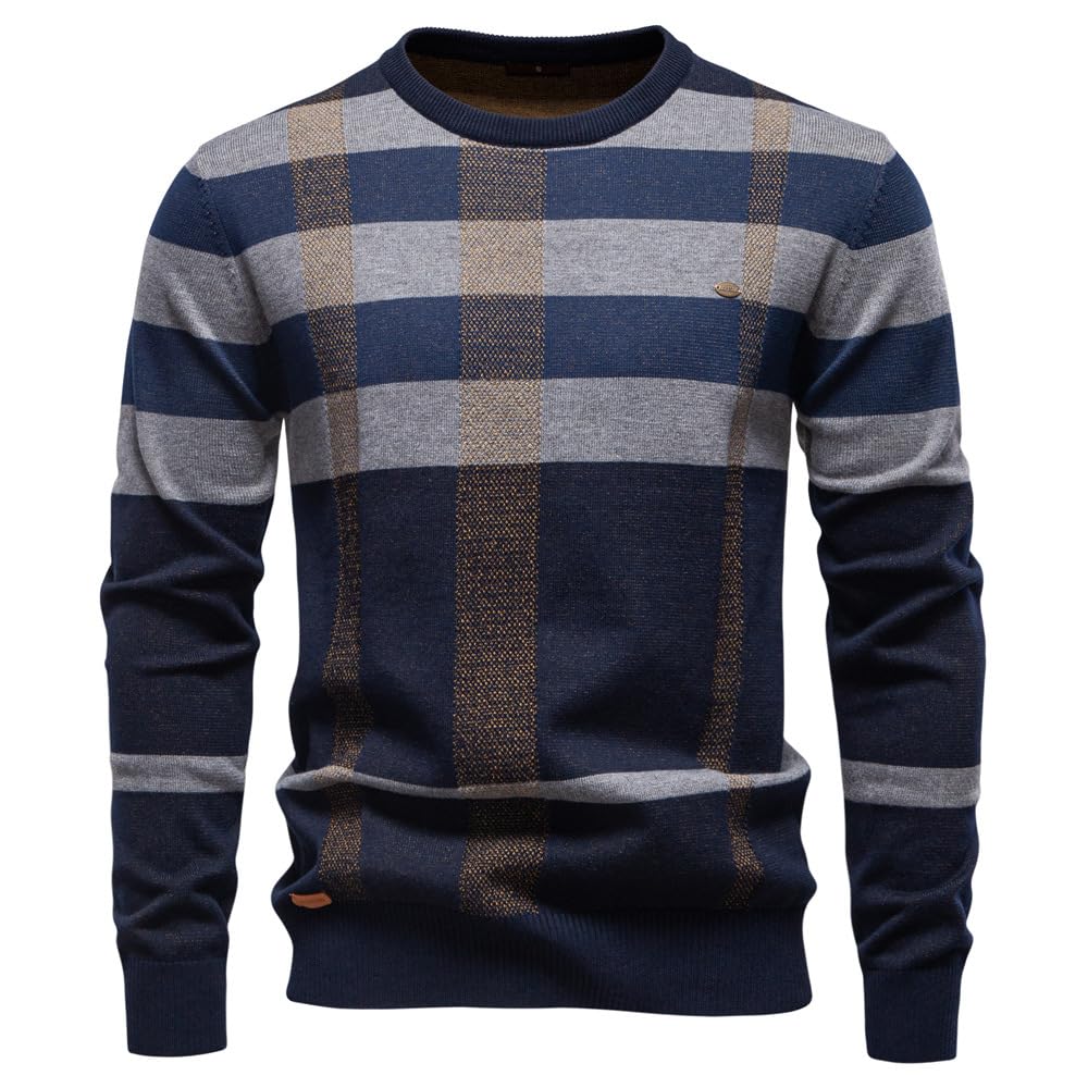 Generisch Men's Winter Pullover Crew Neck Fine Knit Pullover Men's Knitted Jumpe