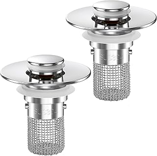 Bathroom Sink Drain Strainer,(2PCS) Pop-up Sink Drain Strainer with Removable Stainless Steel Strainer Basket Hair Catcher, Bathroom Sink Strainer for Bathroom Sink Stopper Replacement