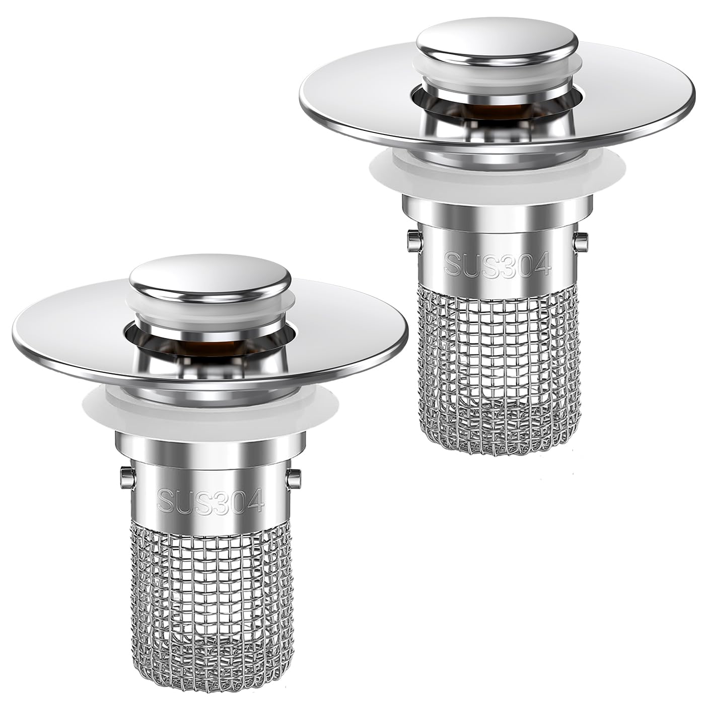 Bathroom Sink Drain Strainer,(2PCS) Pop-up Sink Drain Strainer with Removable St