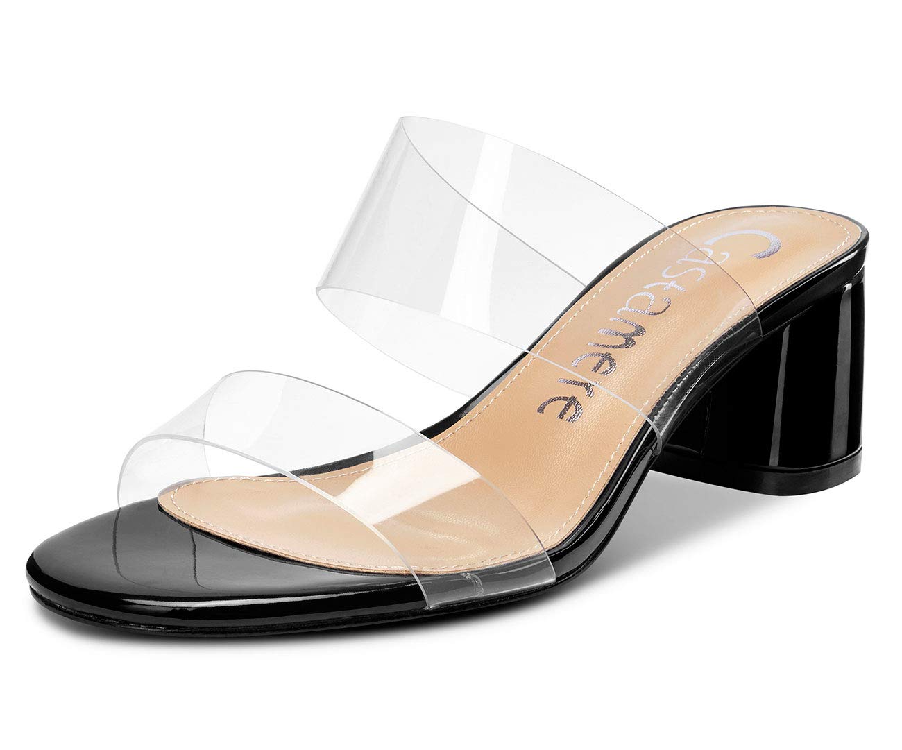 Castamere Women's Pumps Open Toe Slingback Sandals Transparent Block Heel 5CM Sh